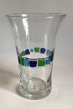 BLOWN GLASS ~ CLEAR TUMBLER with FUSED GLASS TILES ~ 1 or ALL ~ 1+ SHIP ~ 14 Oz.