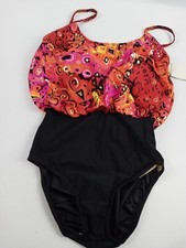 Robby Len Swim Suit Women Size 12 One Piece Black Built In Bra Support