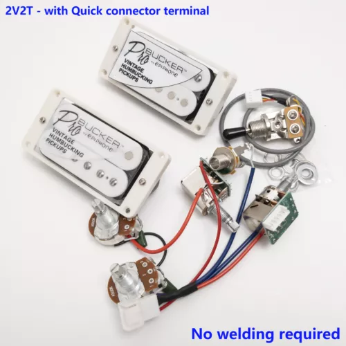 For Gibson ProBucker Guitar Alnico 5 Humbucker Pickup Solder-Free 2V2T Push Pull