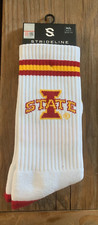 Iowa State Cyclones Strideline Adult's Premium Crew Sock White Logo M/L New!