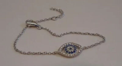 Women's 1.30Ct Created Diamonds Evil Eye Bracelet 14K White Gold Plated 7'' Chain