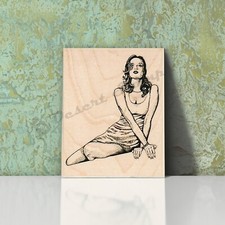 Beautiful Lady Rubber Stamp, Leaning Lady Stamp, Glamorous Lady Stamp, Woman