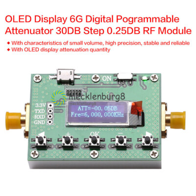6Ghz RF Digital Attenuator 30DB Step 0.25DB OLED Pogrammable Attenuator Module M
