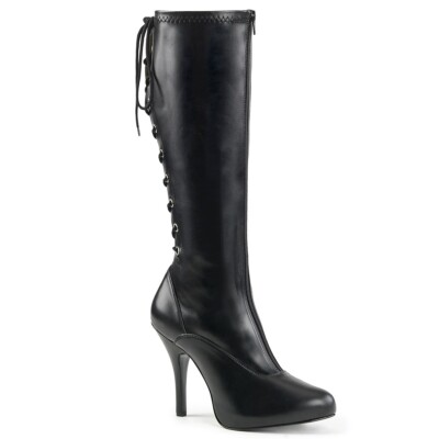 PLEASER CONCEALED PF 3.5'' HEEL KNEE BOOT-FRONT ZIPS & LACES Sz 11 12 13 14 15 16