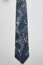 Florenzi Collection Silk Green Purple Multicolor Geometric Print Men's Neck Tie