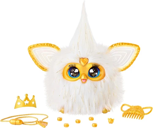Furby Gold Glam Interactive Plush Speaks English & Furbish Voice Activated New
