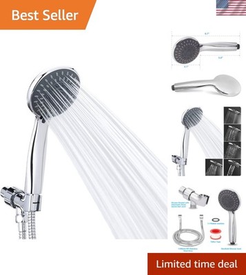 Modern Chrome Handheld Shower Head - 5 Powerful Spray Settings & Accessories