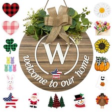 Interchangeable Seasonal Monogram Letter W Welcome Sign Front Door W