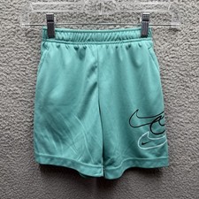 Nike DRI-FIT Shorts Boy Size 6 M Teal Swoosh Side Logos Basketball Shorts Size 6