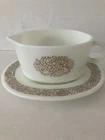Vintage Pyrex Woodland Brown Gravy Boat And Underplate