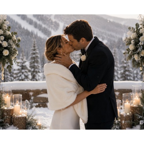 The First Kiss | Aspen Collection White Faux Fur Bridal Wrap