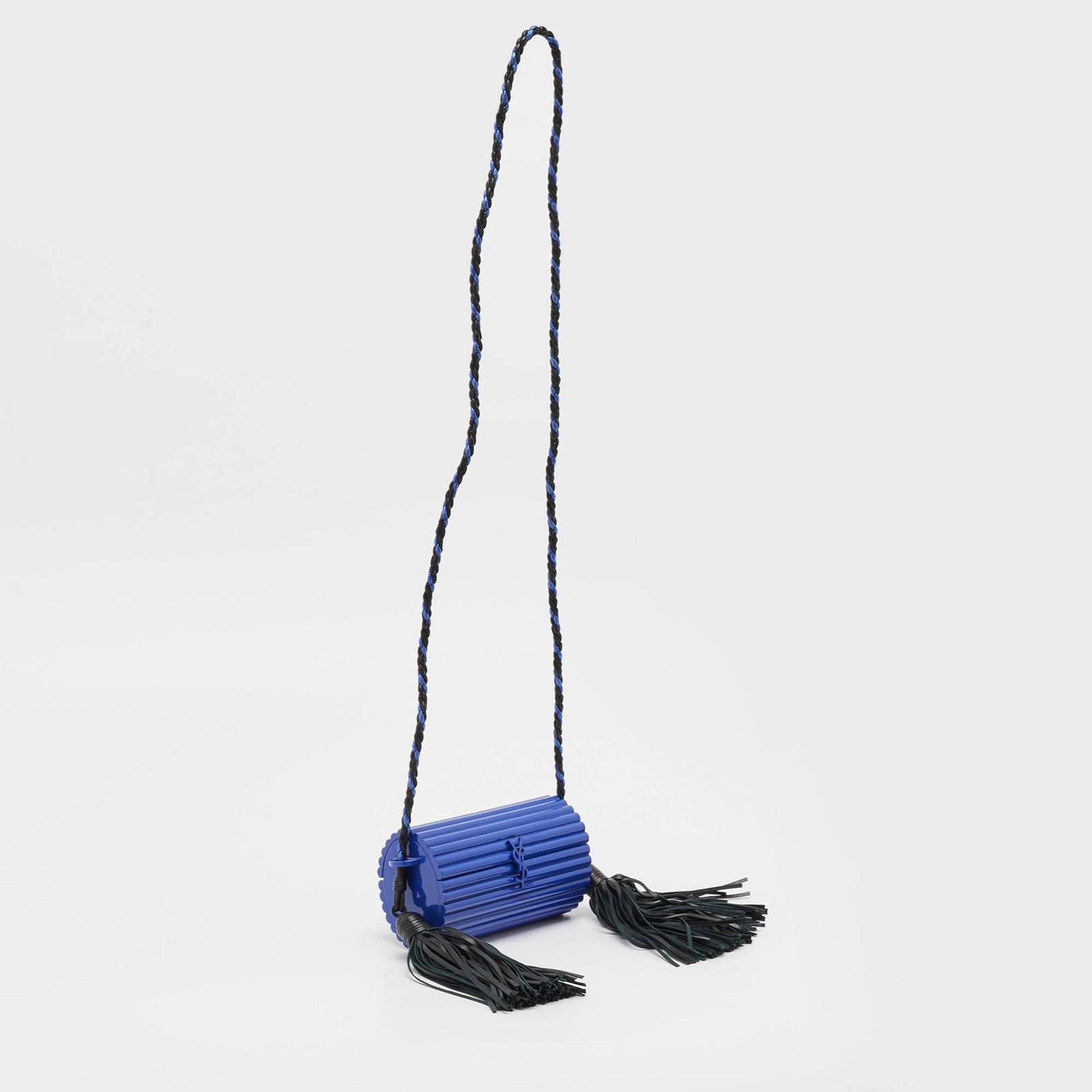 Borsa Minaudiere Saint Laurent blu plexiglass nappa oppio