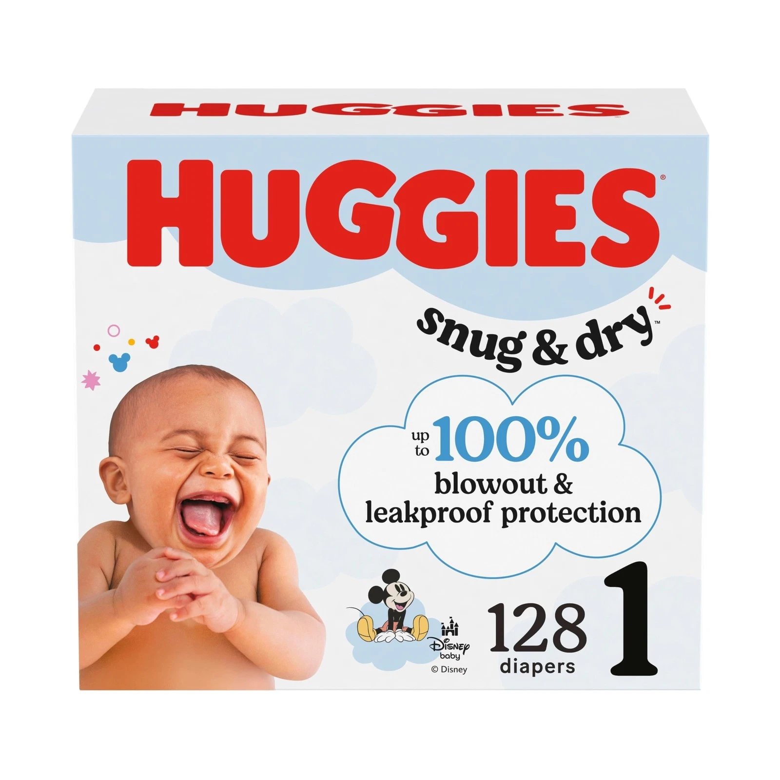 Huggies Size 1 Diapers, Snug & Dry Newborn Diapers, Size 1 (8-14 lbs), 128 Co...