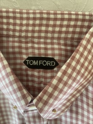 Luxury Special Edition Tom Ford Pink/white Gingham Checks  Mens Shirt L. NWT