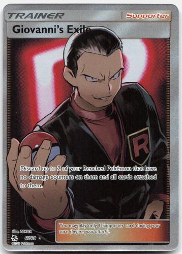 Giovanni's Exile 67/68 Ultra Rare Hidden Fates Pokemon Holo Lightly Played
