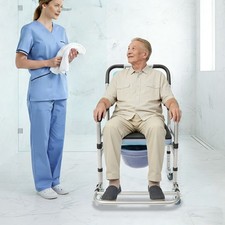Shower Chair With Wheels Elderly Foldable Commode Chair Toilet Chair 330.69lbs