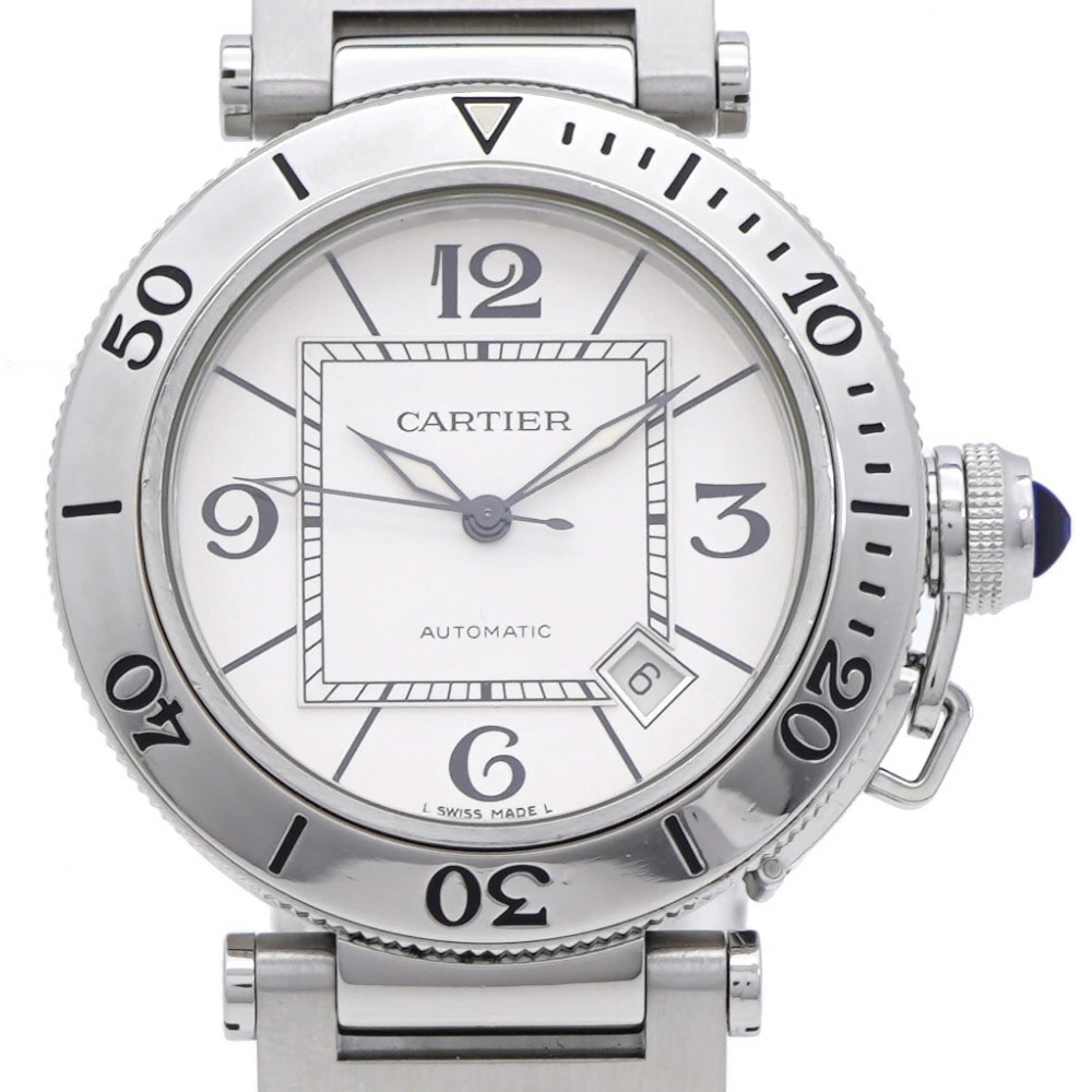 Cartier Pasha C Timer W31080M7 Automatic Watch SS Silver 0113
