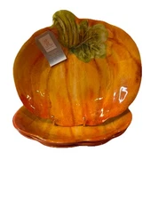 x4 Rachel Ashwell Pumpkin Shaped Melamine Deep Plate/Bowl Set 10” Thanksgiving