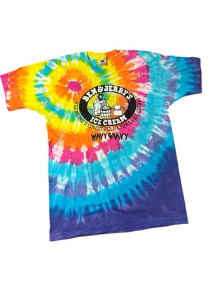 Vintage 90s Ben & Jerry s Ice Cream Wavy Gravy Tie Dye Shirt