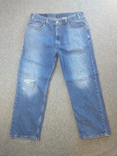 Levis 569 Jeans Mens 34x28 Loose Straight Fit Denim Red Tab Distressed Work Pant