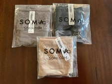3 NWT Soma M Vanishing Edge Microfiber WLace High Leg Panty Amber Mocha Plumeria