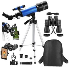 Travel Telescope with Backpack - 70mm Refractor Telescope  10X50 HD Binocula...