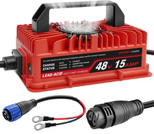 15A 48V Golf Cart Battery Charger   Lead Acid, Smart 3-Stage, Waterproof, Univer