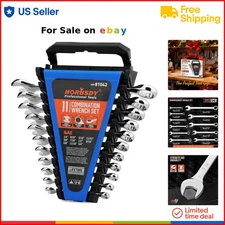 Sae Wrench Set 11-Piece Chrome Vanadium Metal Organizer Precision 12-Point