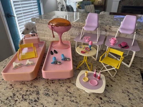 Mattel Barbie Furniture & Accessories Lot Vintage Rockers Bedroom Kitchen More