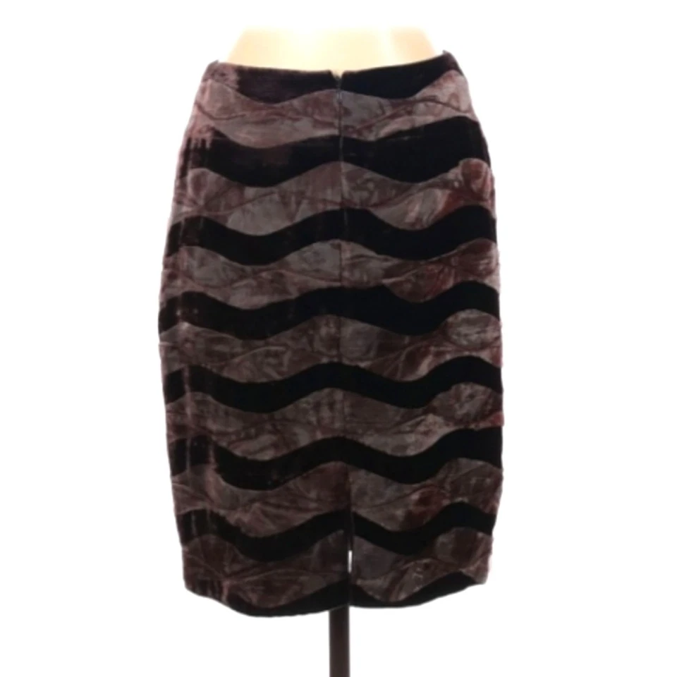 Falda Informal Carlisle Talla 0 seda/terciopelo lápiz marrón onda elegante Foto 2 de 2