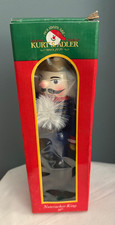 Santa's World Nutcracker King - Blue w/ Red Crown Wood Christmas 10" Kurt Adler