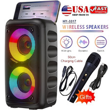 Karaoke Machine, Portable Bluetooth Speaker with Wireless Karaoke Microphones,