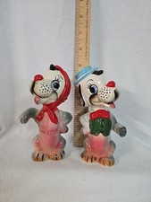 Vintage Artmark Salt and Pepper Shakers Anthropomorphic Dog Couple