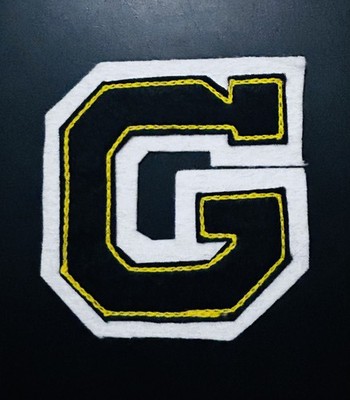 4  Tall Chenille Letter G Patch  G  Initial Gold Trim Vintage