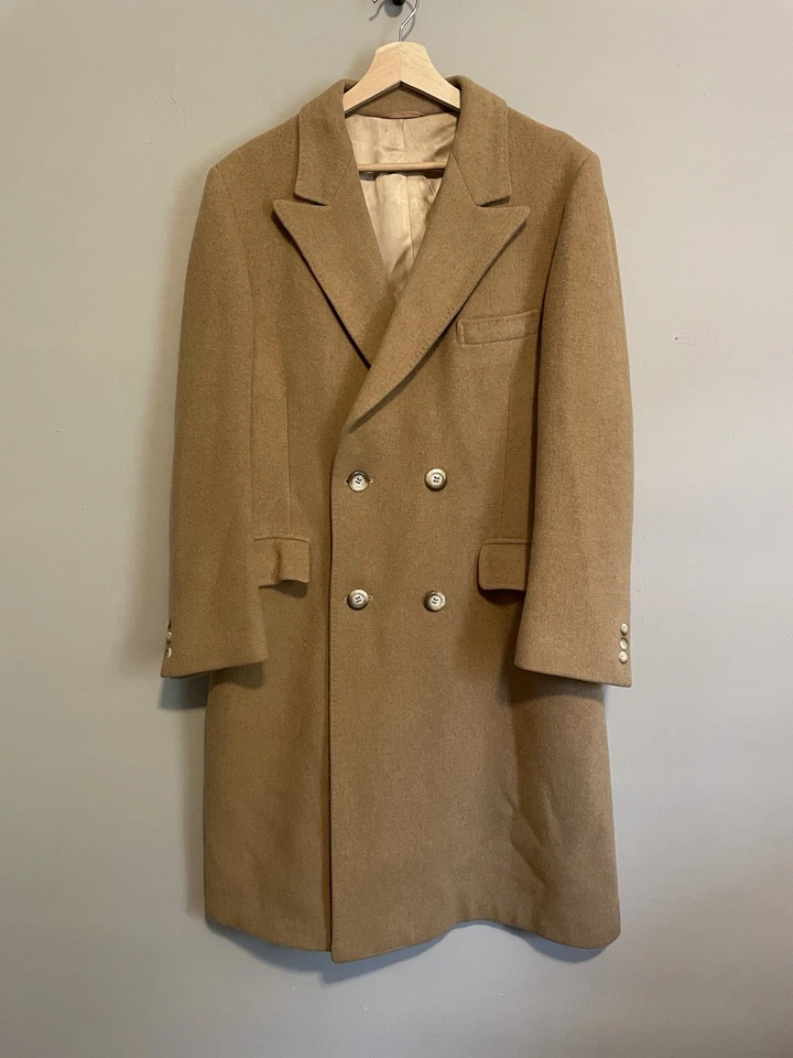 VNT Pendleton ~44R 100% Wool Trench OverCoat Camel Tan USA See Measurements - Image 2 of 4
