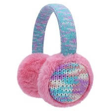 Kids Knit Earmuffs Winter Outdoor Ear Warmers Soft Plush Ear Covers A - Pink