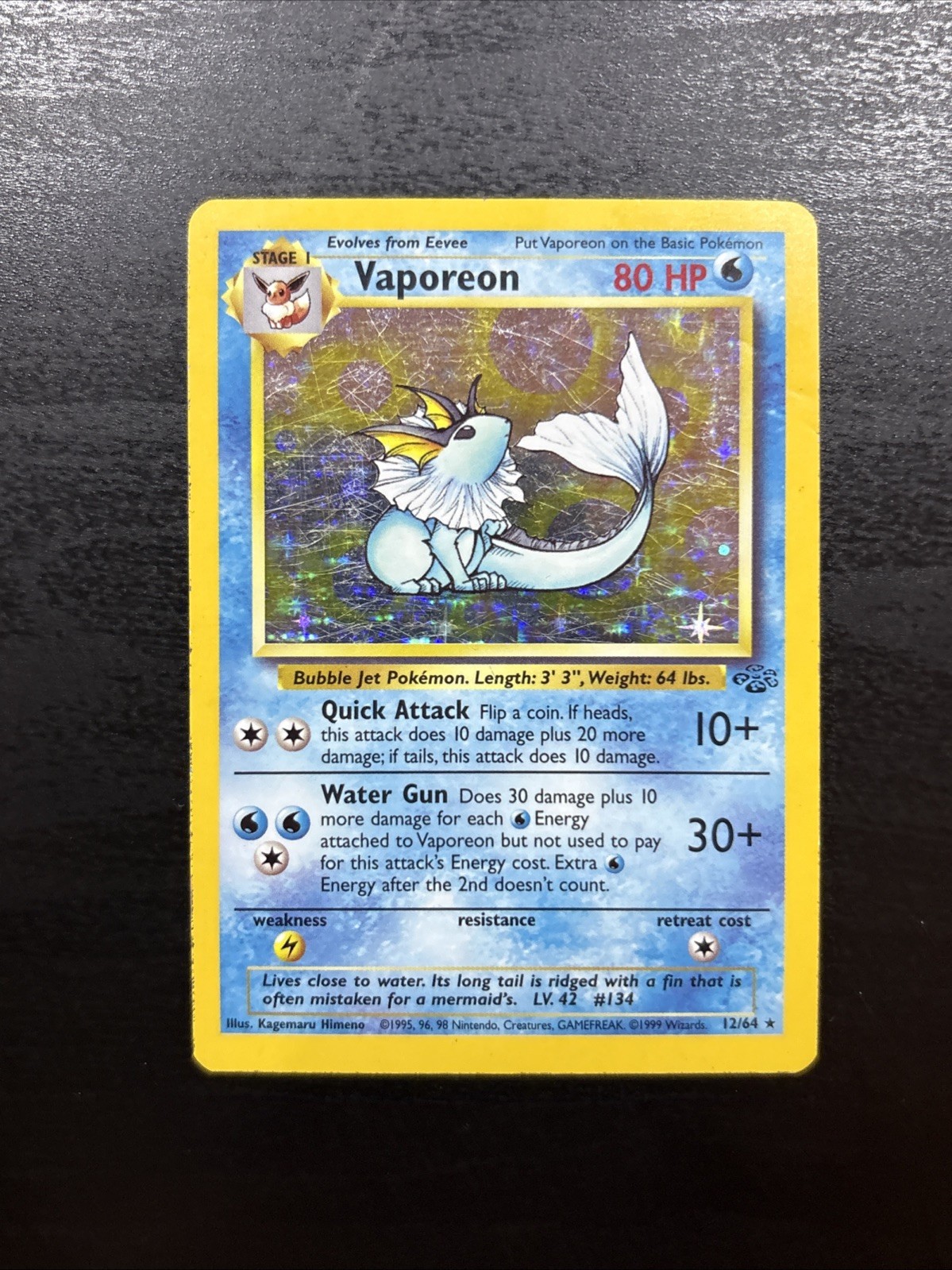 Vaporeon ✨ Pokemon 1999 Jungle Holo Rare 12/64