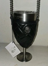 Authentic KURT GEIGER Leather/metal Tumbler Wine Glass crossbody