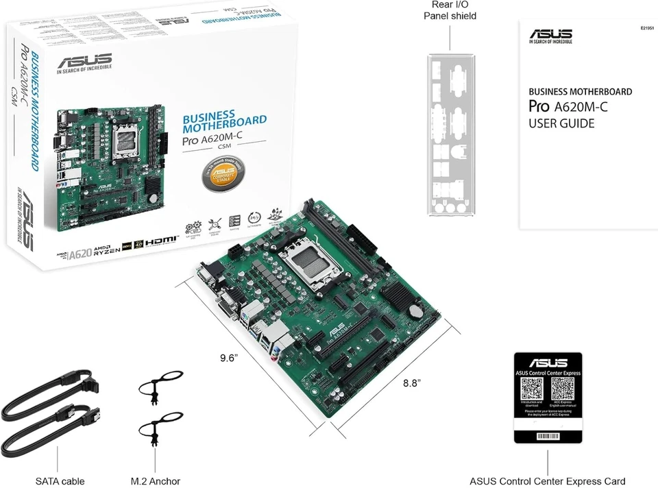 ASUS PRO A620M-C-CSM Motherboard Socket AMD AM5 (Ryzen AM5, mATX, DDR5, M.2 PCIe - Image 4 of 4