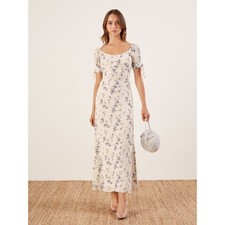 Reformation Meredith Maxi Dress in White Blue Floral Madeline Print Size 0