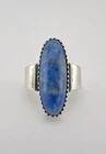 Vtg Will Denetdale Navajo Sterling Silver Denim Blue Lapis Lazuli Stamped Ring