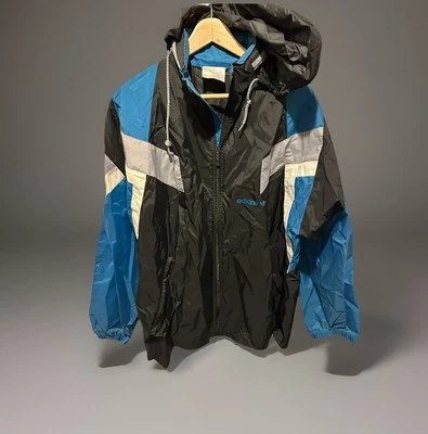 Adidas Windbreaker Jacke Size L 🏸🏸🏸 Retro Vintage Track JACKET 🌧 Regenjacke - Bild 1 von 4