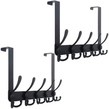 Over The Door Hook Door Hanger Hook Rack with 5 Tri Hooks for Hanging Coats, ...