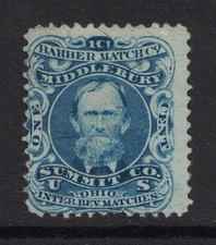 Scott RO17b, Silk Paper- 1c Barber Match Co., Match & Medicine- Private Die