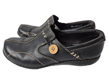 Clarks Black Shoes Size 8M Bendables Leather Upper Slip-On Loafers 35062