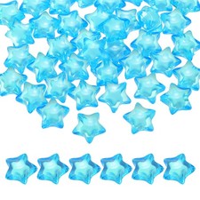100pcs Acrylic Star Beads, 14mm Star-Shaped Pony Loose Spacer Beads, Lake Blue