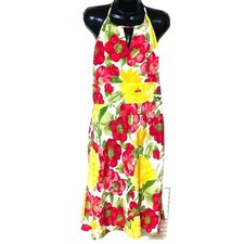 Ann Taylor Loft Womens Silk Halter Dress Floral Fairy Old Money Lined Y2K Sz 10