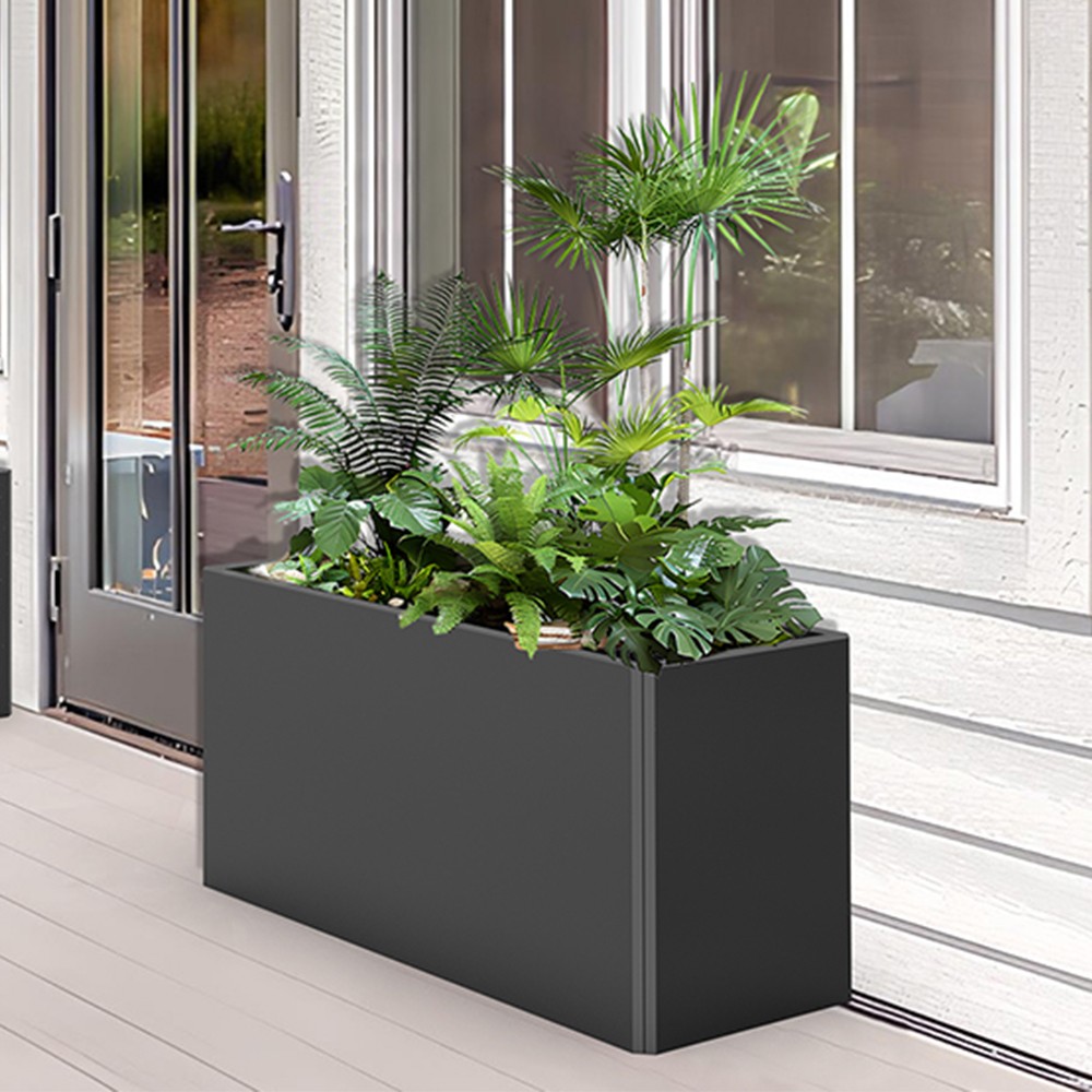 Baotree Metal Large Planter Box 36" L x 12" W x 26" H, Heavy Duty Tall Rectangle Outdoor Planter Box with Removable Insert Shelves for Porch, Garden,