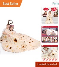 Burrito Tortilla Throw Blanket Flannel 47in Funny Gift for Adults Kids Cozy