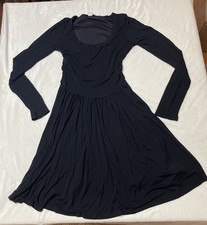 Old Navy Dress Womens Small Tall Black Long Sleeve Fit & Flare Scoop Neck Jersey